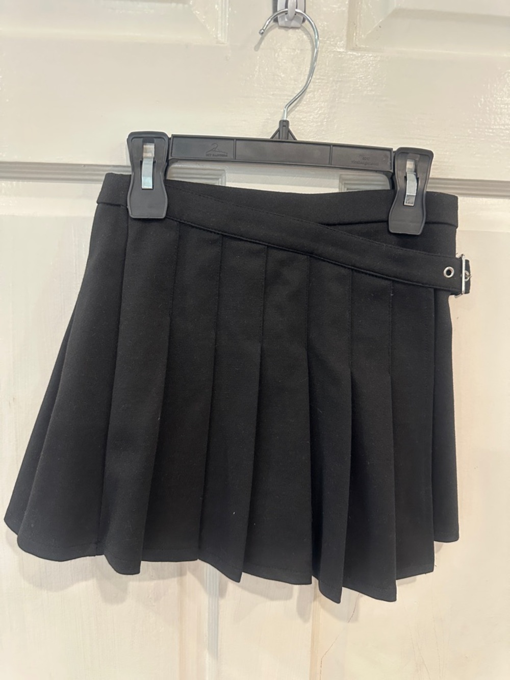 Zara Black Pleated Mini Skirt with Buckle Detail